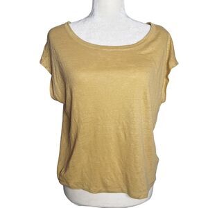 Rachel Zoe Womens Linen Tee Top Cap Sleeve Coastal Beachy Boho Chic Large